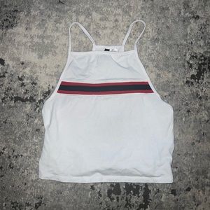 NWOT! H&M White Cropped Tank Top with Red & Navy Stripe Detail - size Small